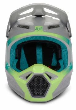 Fox Racing V1 Horyzn Helmet -Bell Sales Store fox racing v1 horyzn helmet grey teal yellow 1