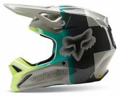 Fox Racing V1 Horyzn Helmet -Bell Sales Store fox racing v1 horyzn helmet grey teal yellow 2