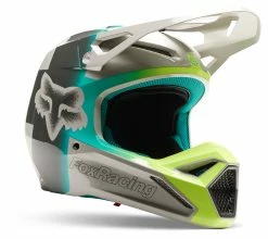 Fox Racing V1 Horyzn Helmet -Bell Sales Store fox racing v1 horyzn helmet grey teal yellow