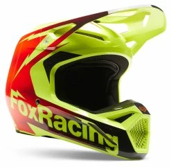 Fox Racing Youth V1 Statk Helmet -Bell Sales Store fox racing v1 statk helmet red hi viz yellow black 5