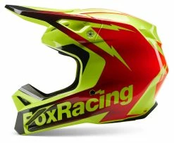 Fox Racing Youth V1 Statk Helmet -Bell Sales Store fox racing v1 statk helmet red hi viz yellow black 7