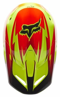 Fox Racing Youth V1 Statk Helmet -Bell Sales Store fox racing v1 statk helmet red hi viz yellow black 9